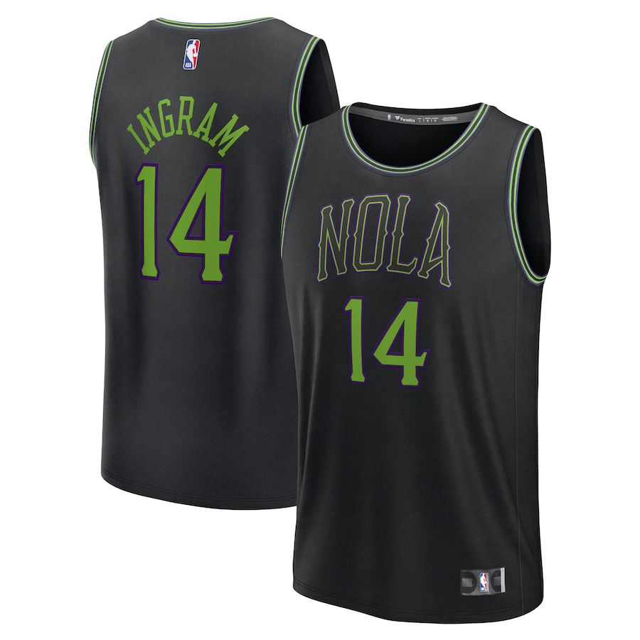 Men New Orleans Pelicans 14 Brandon Ingram Fanatics Branded Black City Edition 2023-24 Fast Break NBA Jersey